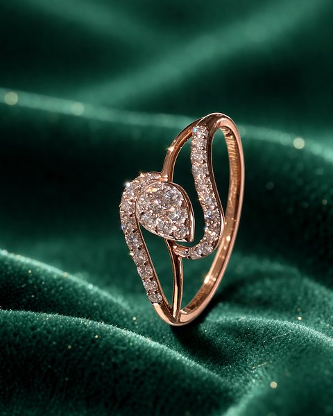 Swirl Cluster Diamond Ring, 18K Rose Gold, 0.21 ct