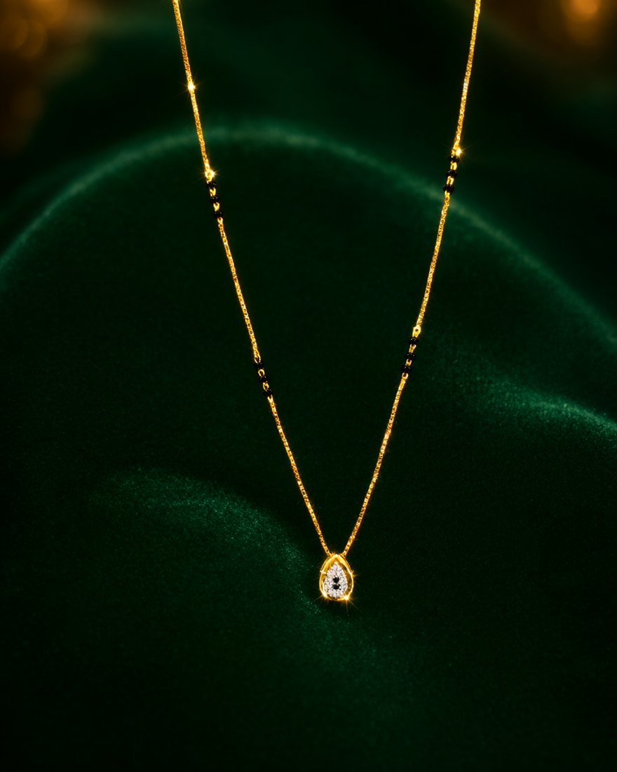 Teardrop Stone Mangalsutra, 22K Gold, 4.160 g
