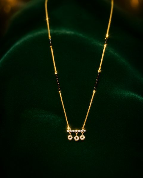 Three Drop Bar Mangalsutra, 22K Gold, 5.790 g