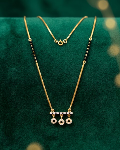 Three Drop Bar Mangalsutra, 22K Gold, 5.790 g