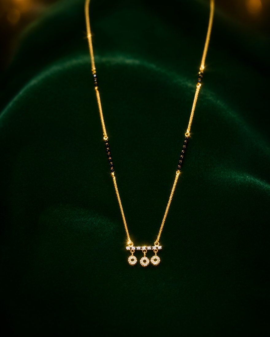 Three Drop Bar Mangalsutra, 22K Gold, 5.790 g