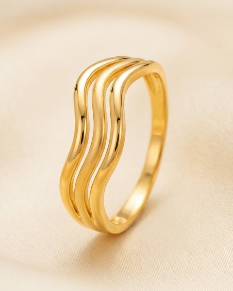 Triple Wave Ring, 22K Gold, 1.677 g