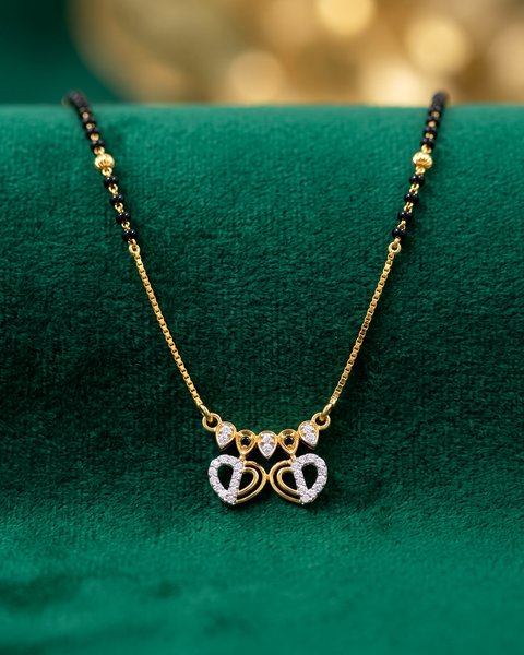 Twin Open Heart Mangalsutra, 22K Gold, 4.920 g