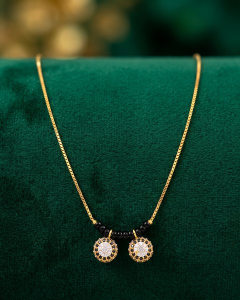 Twin Vati Stone Mangalsutra, 22K Gold, 4.720 g