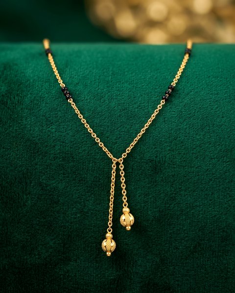 Y-Drop Gold Bead Mangalsutra, 22K Gold, 6.400 g