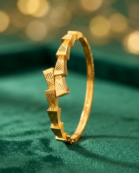 Zig-Zag Block Kada, 22K Gold, 12.390 g